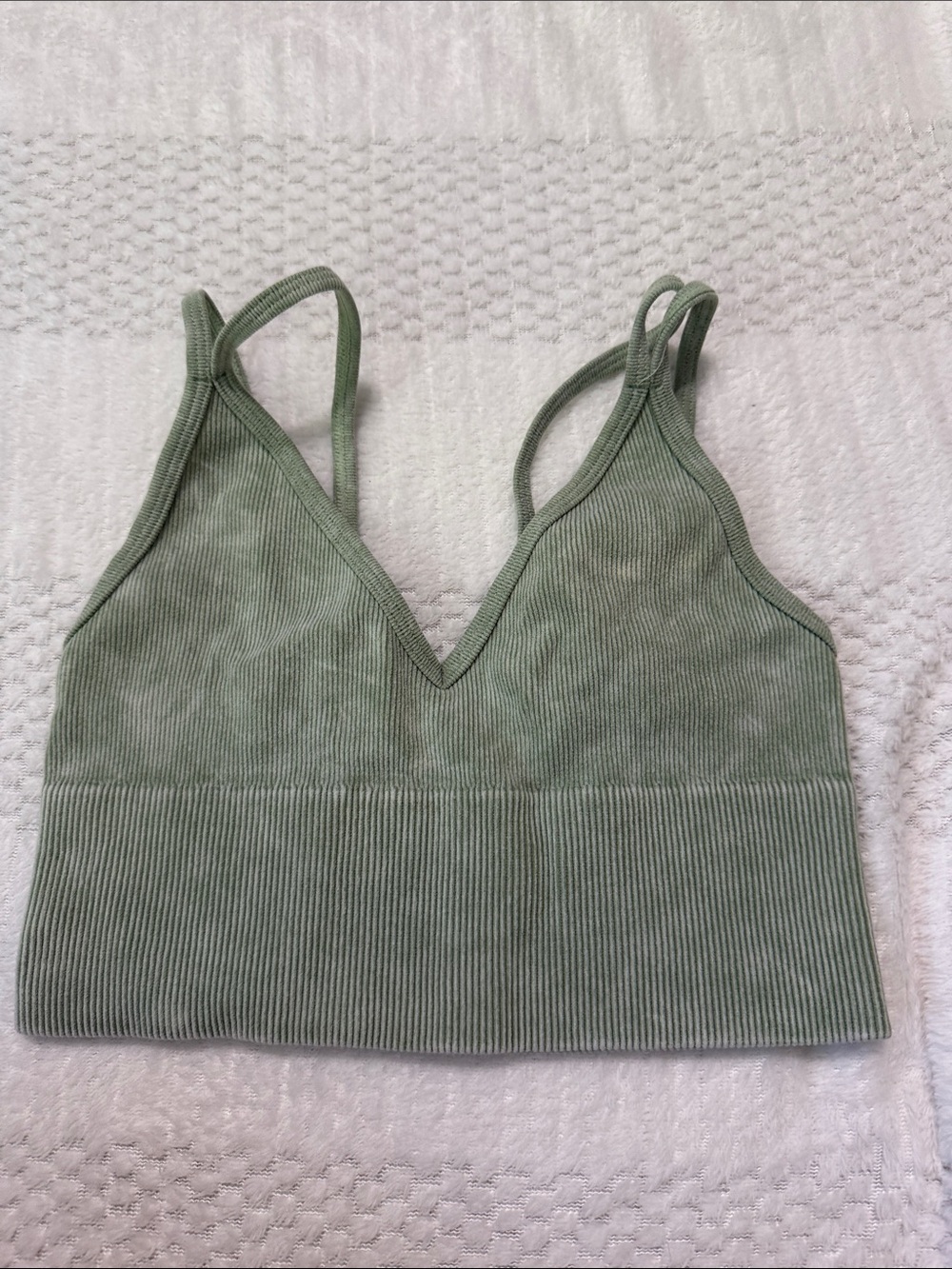 Sage Ribbed V-Neck Bralette Tank Top